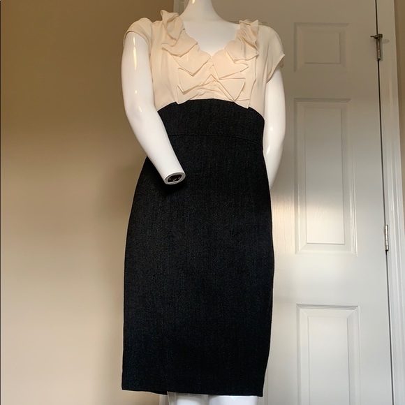 Rebecca Taylor Dresses & Skirts - NEW MARKDOWN REBECCA TAYLOR Mixed Media Silk Top Wool Pencil Skirt Dress 6 NWOT